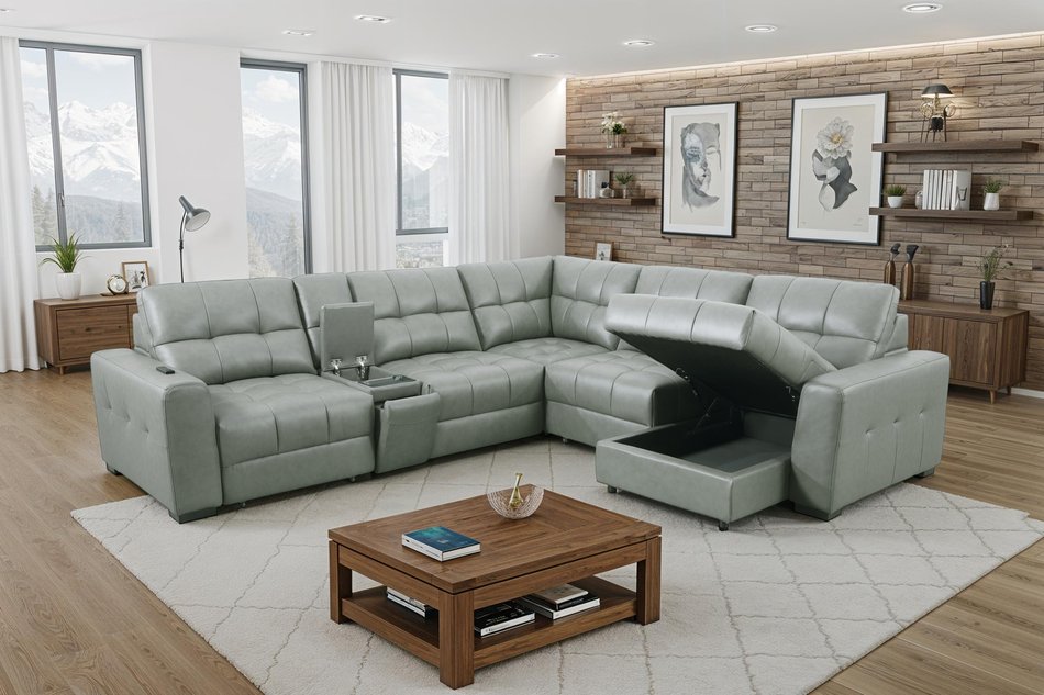 6 Piece Power Recl Sectional