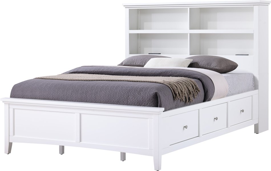 Queen Bookcase Storage Bed