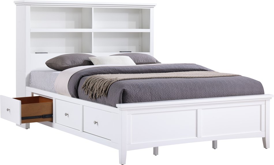Queen Bookcase Storage Bed