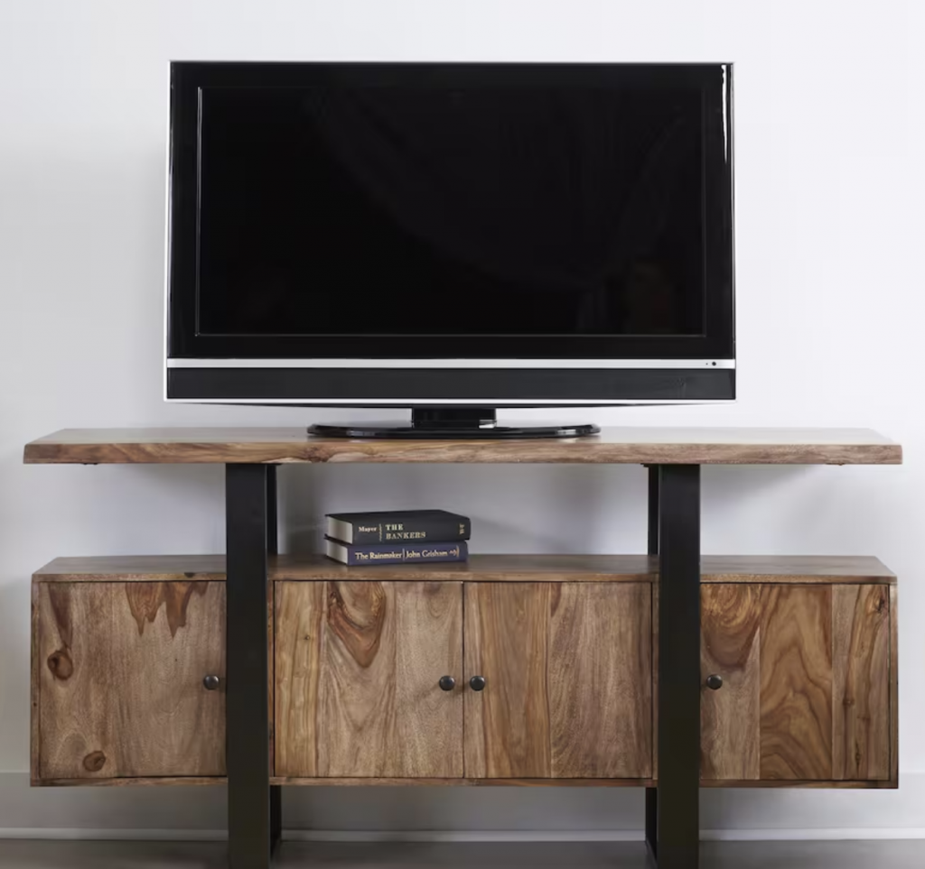 retro TV stand with a TV on top